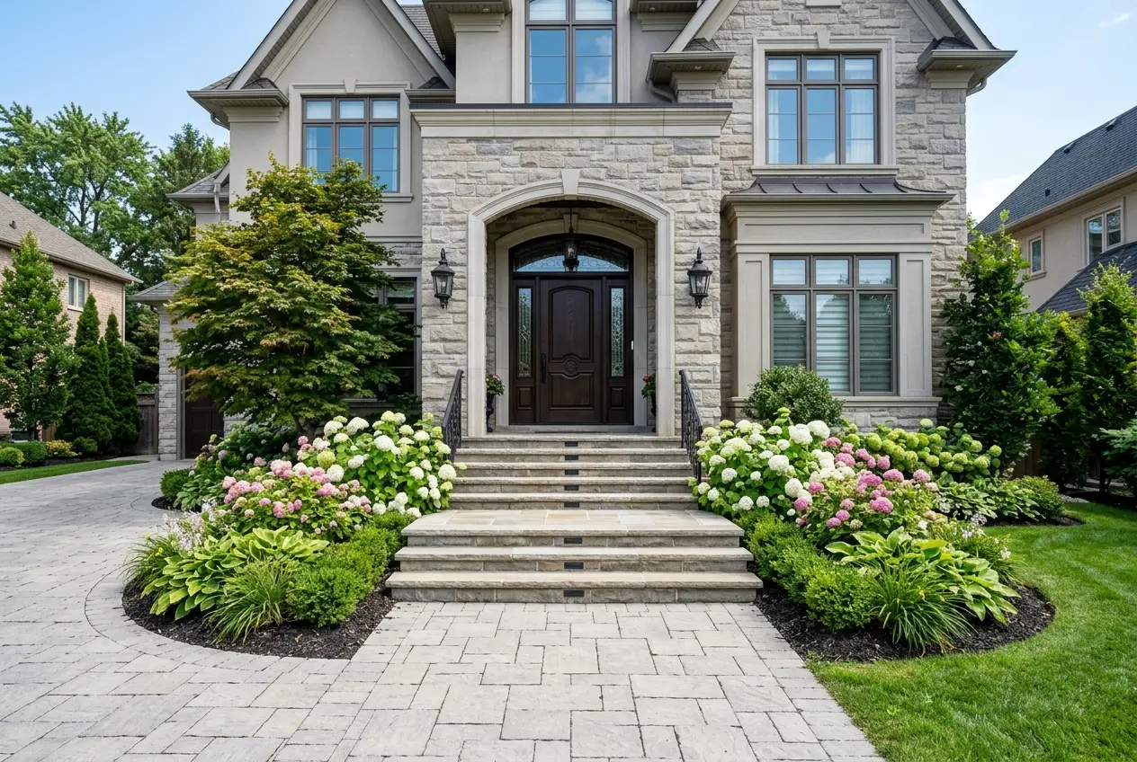 Premium stone entrance steps and walkway