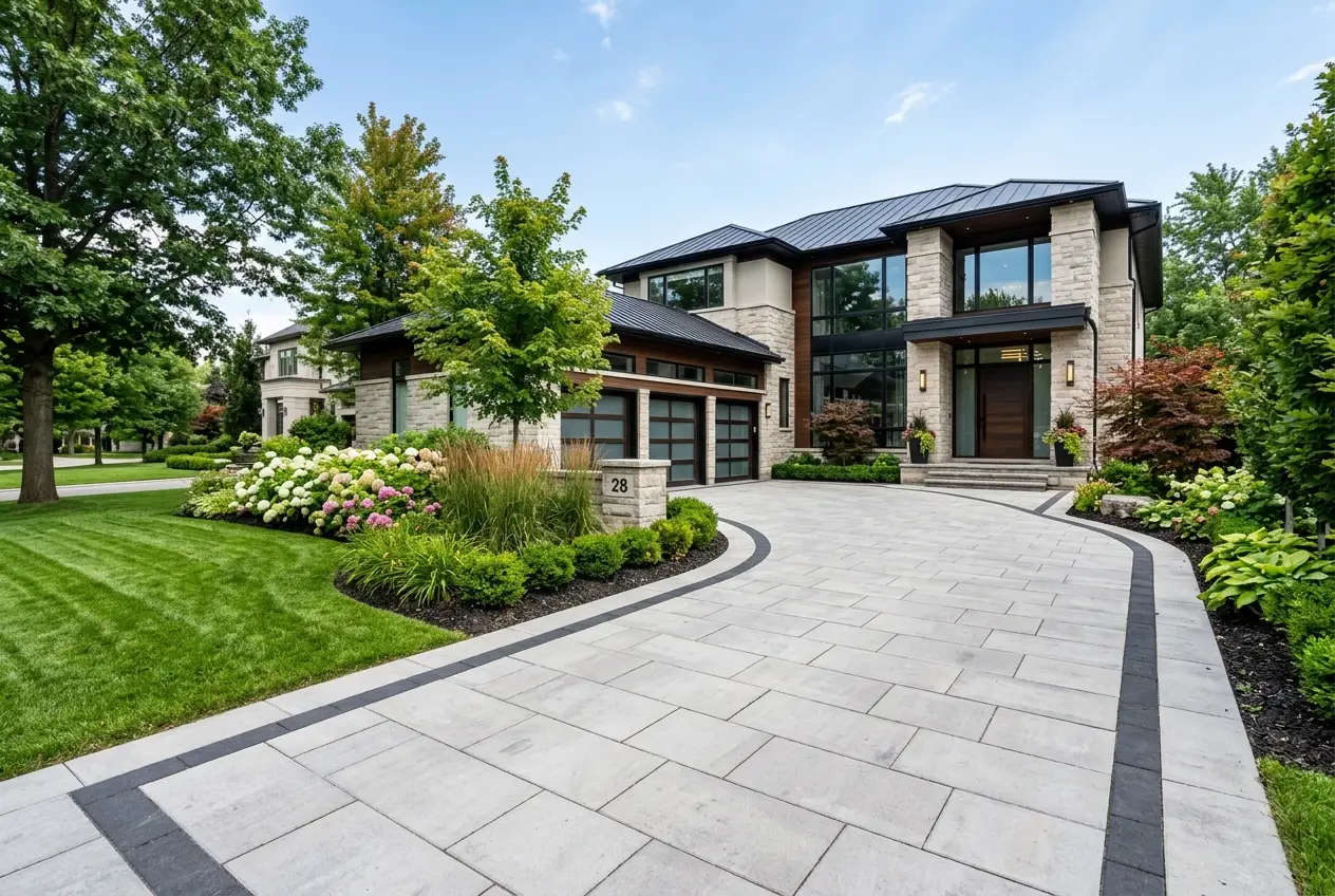 Luxury modern home with premium interlocking driveway