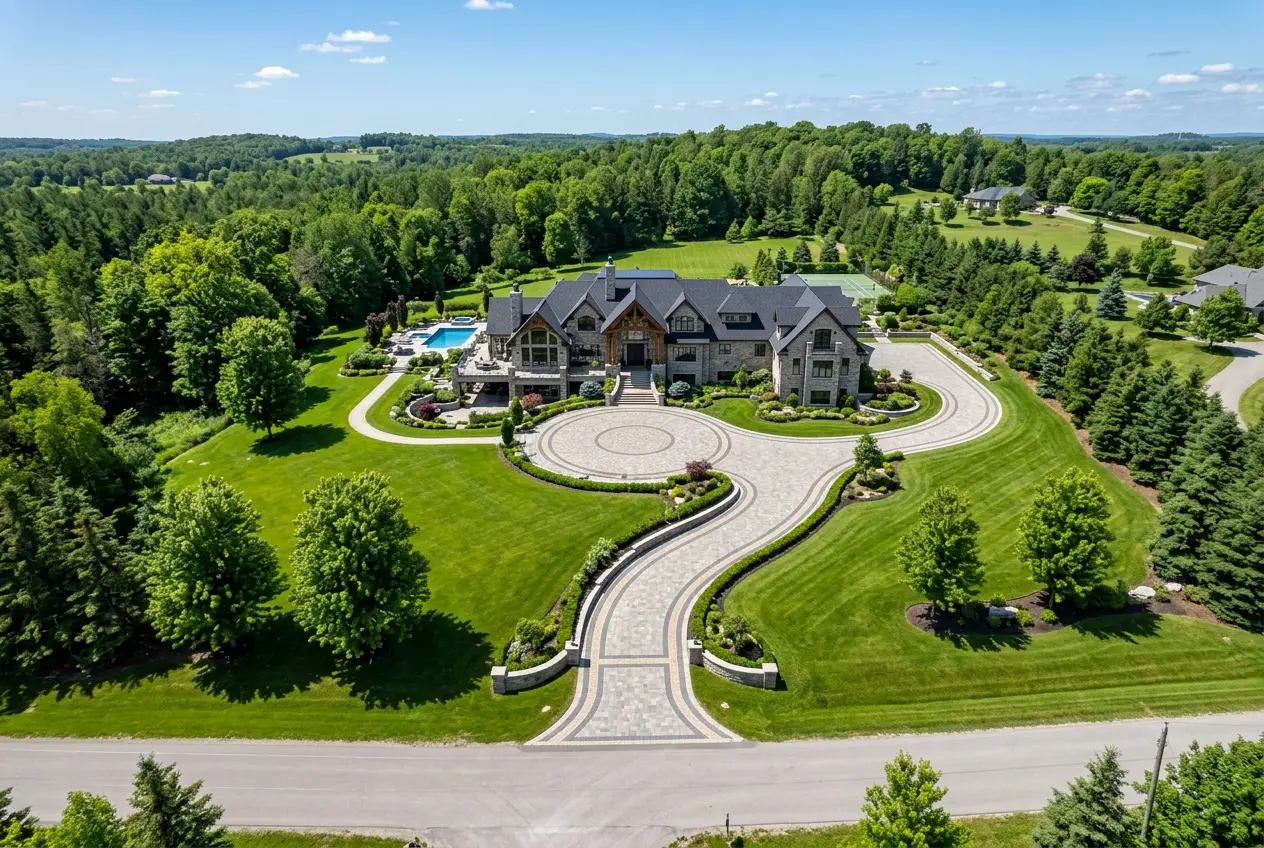 Winding luxury estate driveway